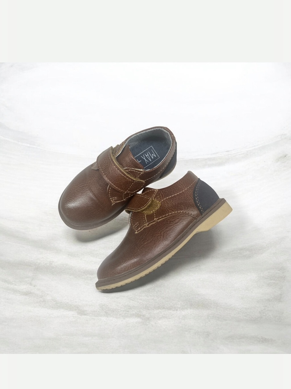 Brown Boys Dress Shoes with Velcro Strap